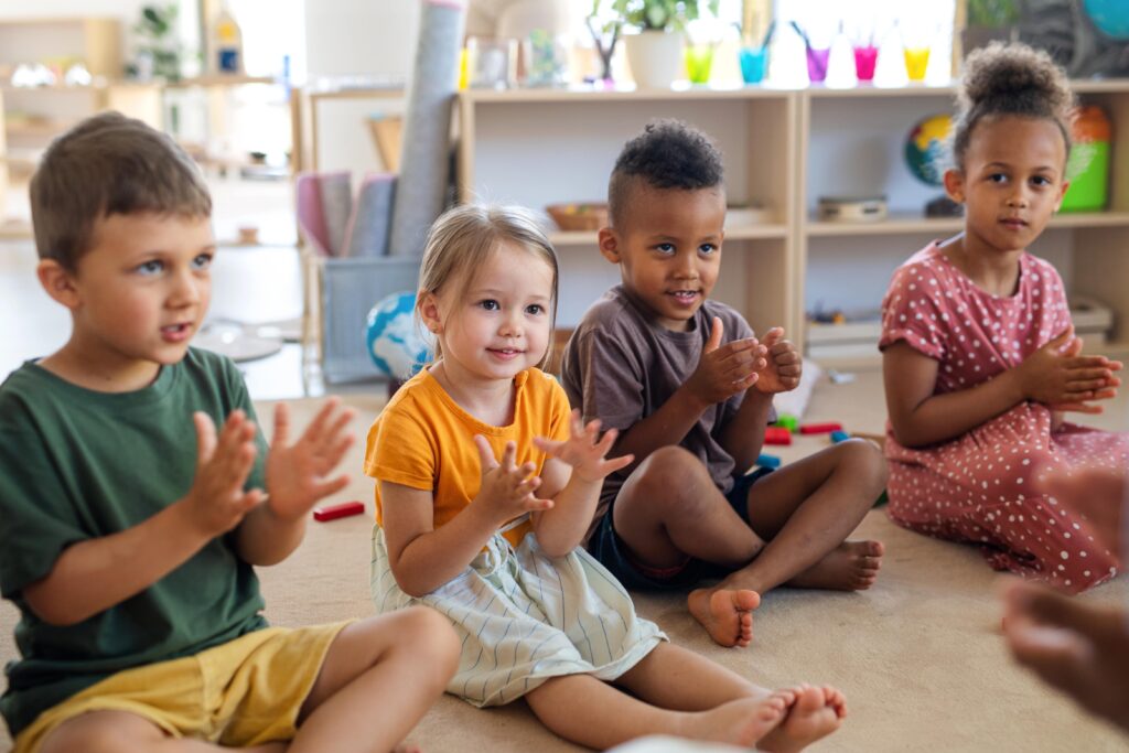 kindergarteners sitting together