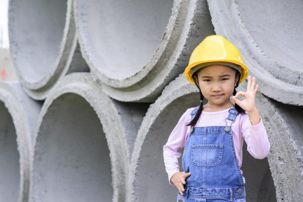 girl in construction hat